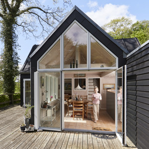 2-fløjet terrassedør med 180° hængsel